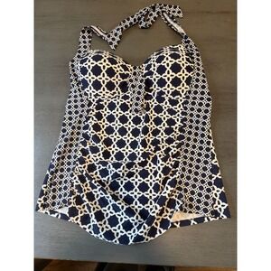 blue white MERONA  swimsuit top tankini size XL